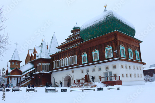 Photography Palace of Tsar Alexei Mikhailovich in the Kolomenskoye estate after a snowfall,