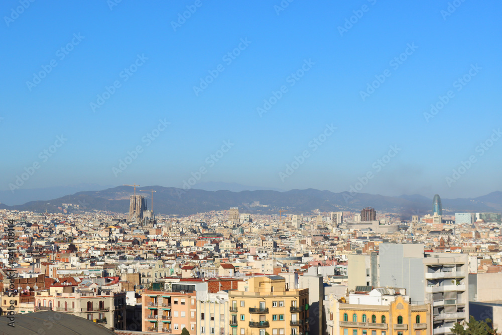 View of Barcelona on a sunny day, Spain