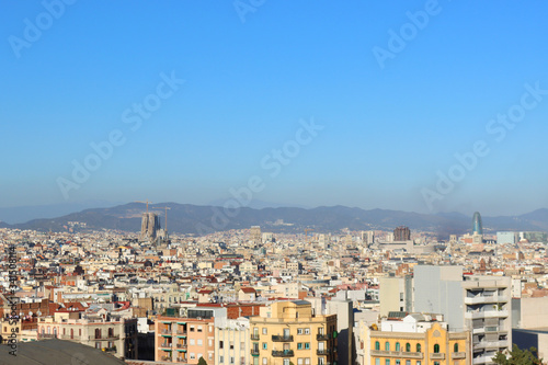 View of Barcelona on a sunny day, Spain