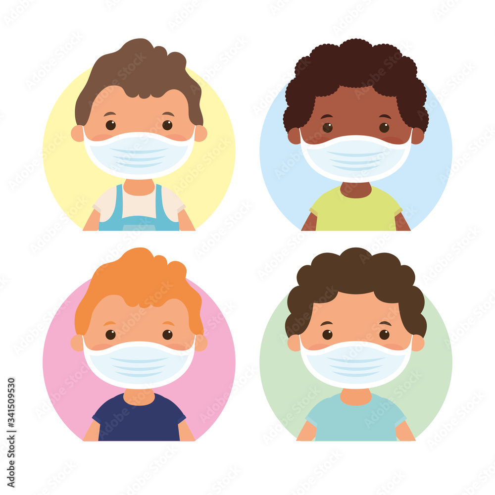 interracial little boys using face masks characters interracial little boys using face masks characters