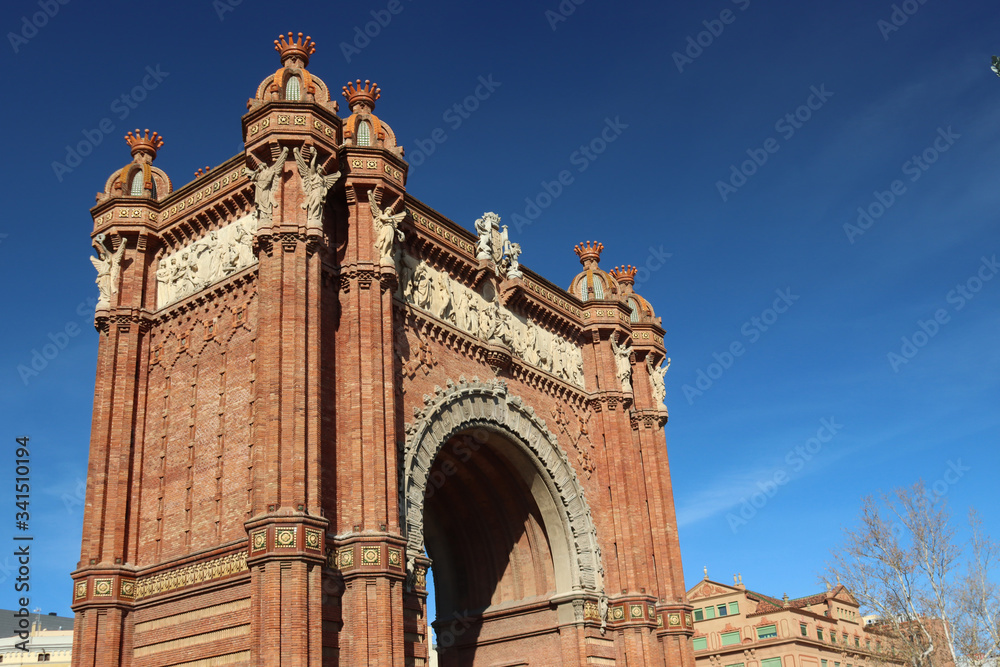 Arc de Triomphe of Barcelona on a sunny day, Catalonia, Spain