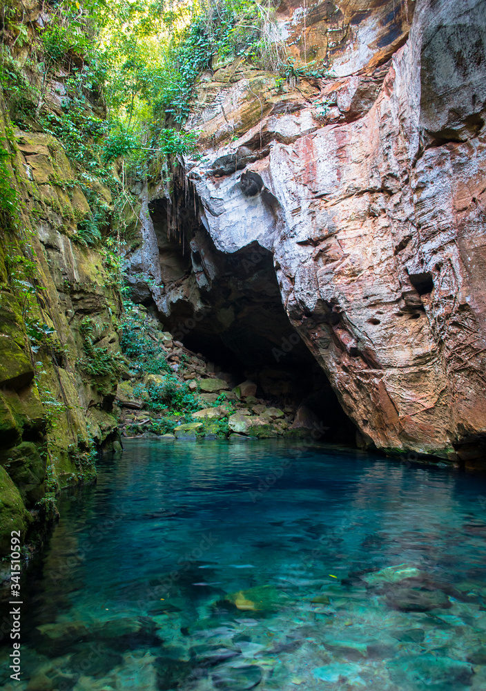 The blue enchant (Encanto Azul), in chapada das mesas, Brazil. A natural swimming pool and snorkelling spot. 