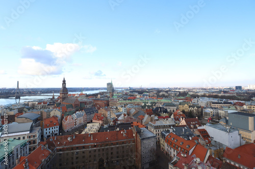 View of the old city of Riga from the observation deck of St. Peter's Church, Latvia