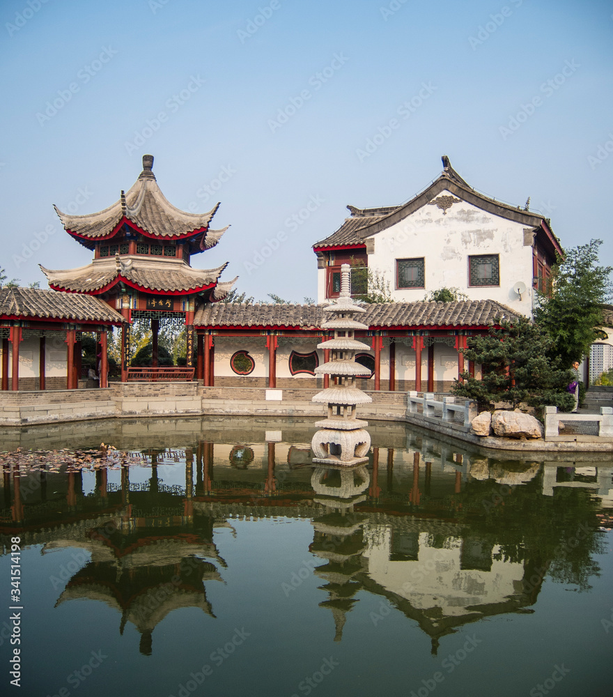 Yao Chi (Yuhuangding) park temple in Yantai, China.