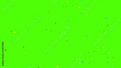 Colorful 3D animation of confetti falling on green screen so you can easily put it into your scene or video. Celebrate the holidays with it. 