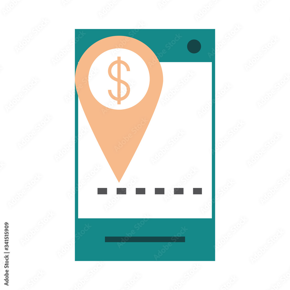 mobile banking, smartphone money bank application flat style icon