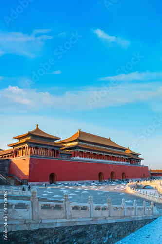 Photography Wumen (Meridian Gate) of the Forbidden City located in the north and it is the n