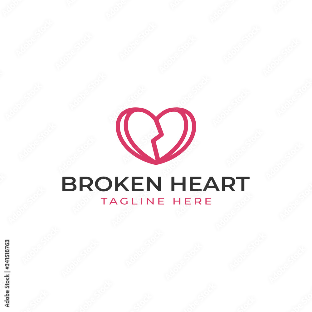 Design logo templates for your business, Modern and line style, Broken heart or love vector