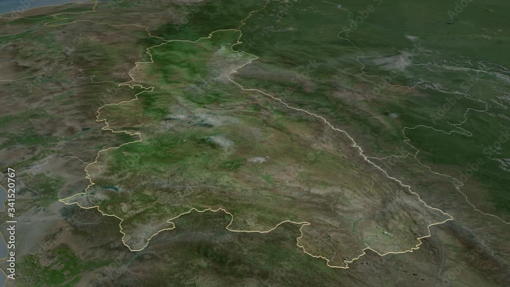Cajamarca, region with its capital, zoomed and extruded on the satellite map of Peru in the conformal Stereographic projection. Animation 3D Cajamarca, region with its capital, zoomed and extruded on the satellite map of Peru in the conformal Stereographic projection. Animation 3D