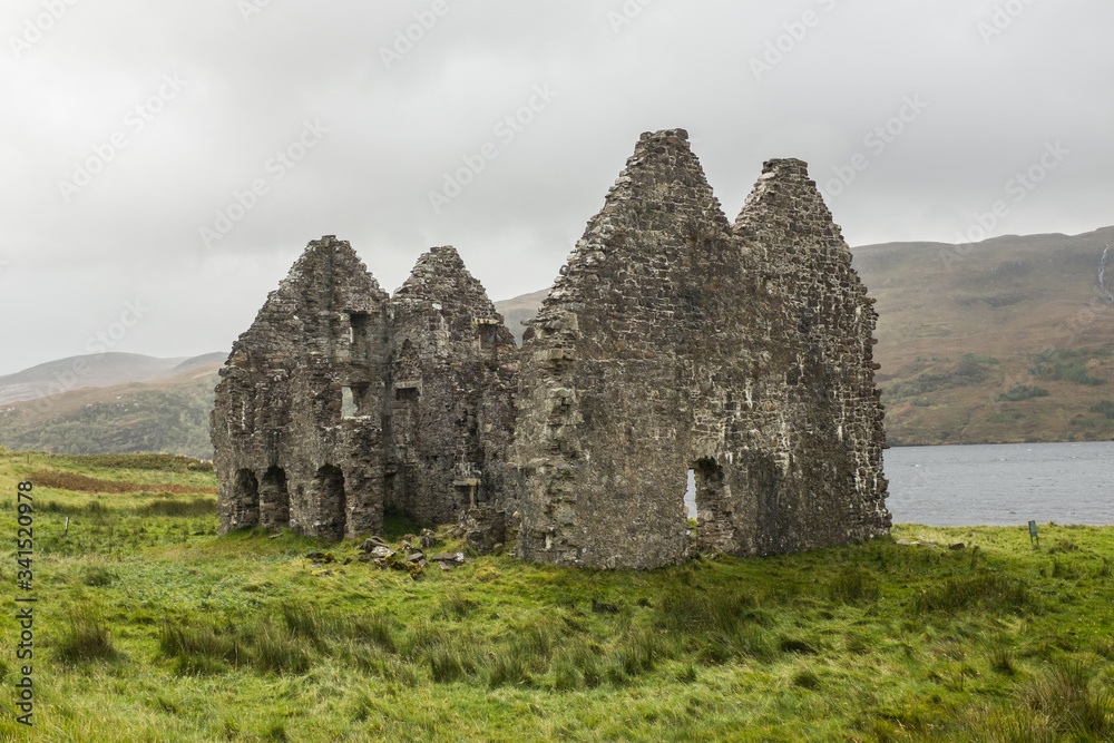 Calda House Abandoned Scottish Stone House at Loch Assynt in Sutherland, Scotland
