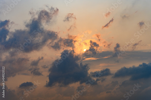 beautiful clouds in the sunset time