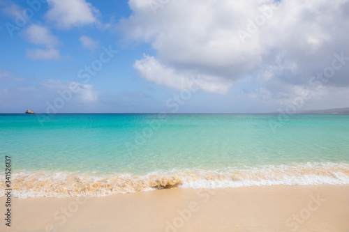 tropical beach with blue sky and clouds © roxaria