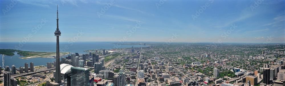 A panorama view of the west side of Toronto form Young street.