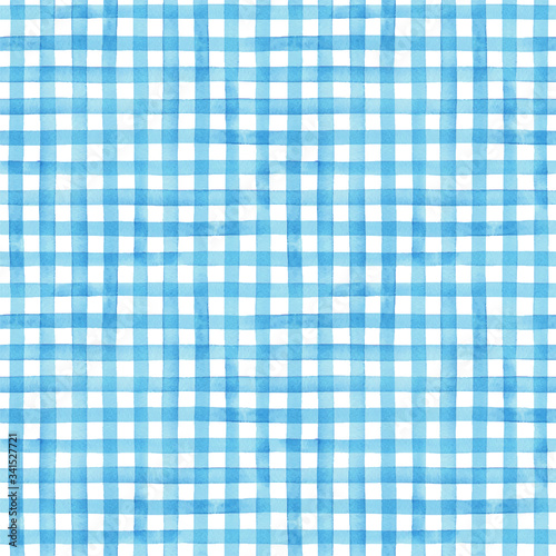 watercolor gingham check, hand painted seamless vector pattern