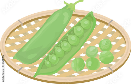 グリンピース　えんどう豆　かご盛り