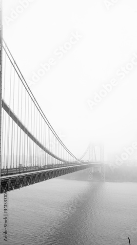 View of George Washington Bridge  with a morning fog