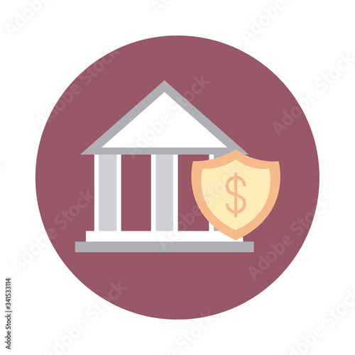 mobile banking, bank money investment safe block style icon