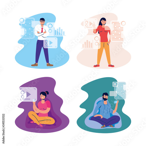 young people using technology characters