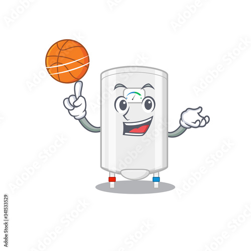 Gorgeous gas water heater mascot design style with basketball