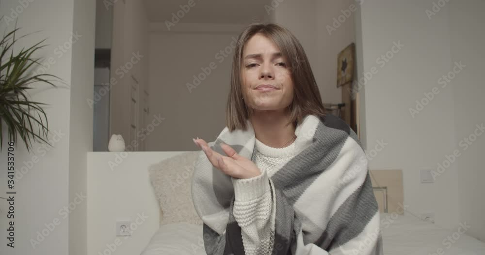 Smiling young woman blogger influencer doing videochat Smiling young woman blogger influencer doing videochat