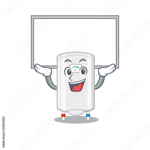 Mascot design of gas water heater lift up a board