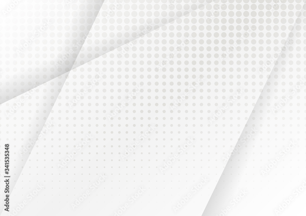 Abstract white and gray gradient background. Halftone dots design background. Vector Illustration