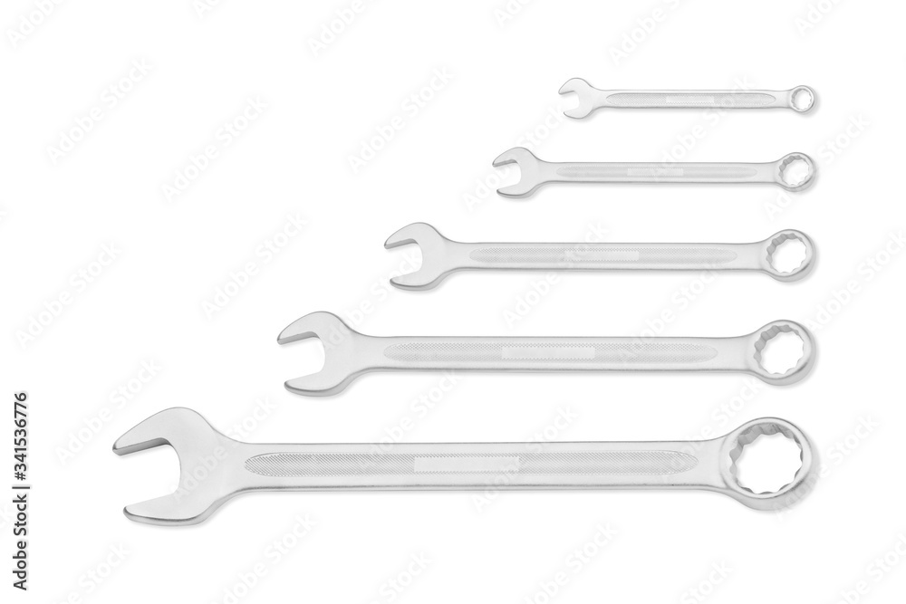 Hand Tools Wrench set with side ring on a white background