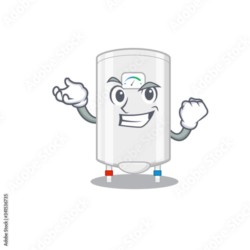 A dazzling gas water heater mascot design concept with happy face