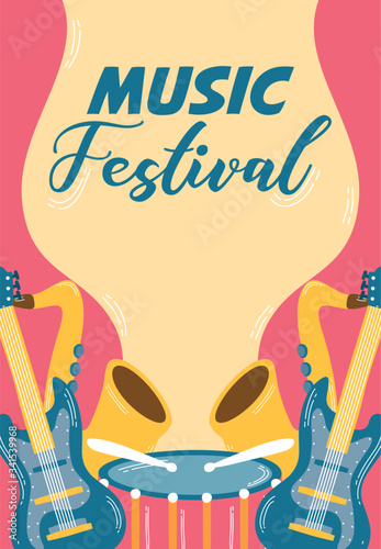 Photography music fest poster with instruments