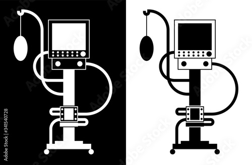 artificial lung ventilation device. Icon in linear black and white style. Isolated vector