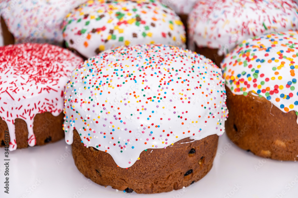 Russian Easter cakes and Easter eggs on Orthodox Easter Day. Russian Easter cakes and Easter eggs on Orthodox Easter Day.