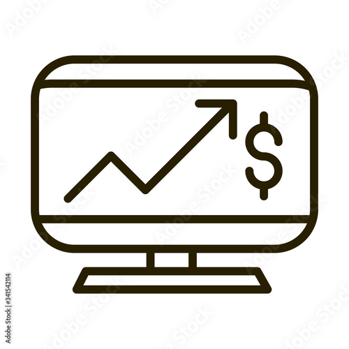 computer profit arrow money financial business stock market line style icon