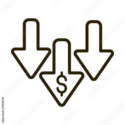 downturn arrows money crisis financial business stock market line style icon