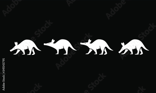 set collection aardvark animal black logo icon design vector
