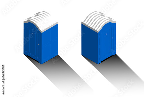 blue street toilet in isometric view. Isolated vector on white background