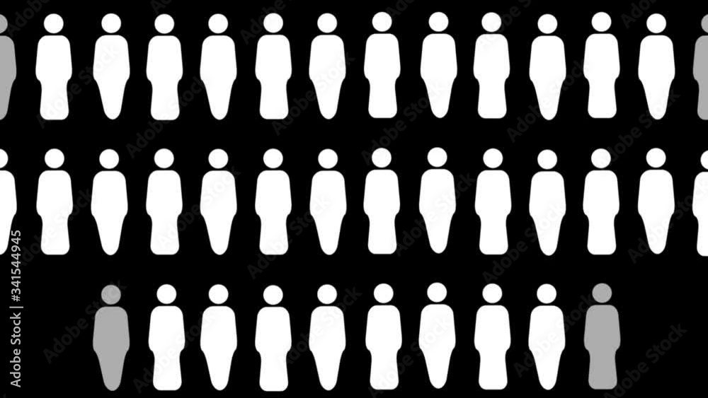 Multi Million Man and Women Icon On Screen animation