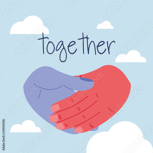 human hands joined fighting together