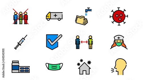  health icon.corona virus icon.practical tips to prevent transmission of the virus covid-19