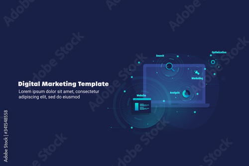 Digital marketing vector banner template.