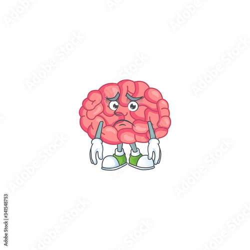 Cartoon picture of brain with worried face