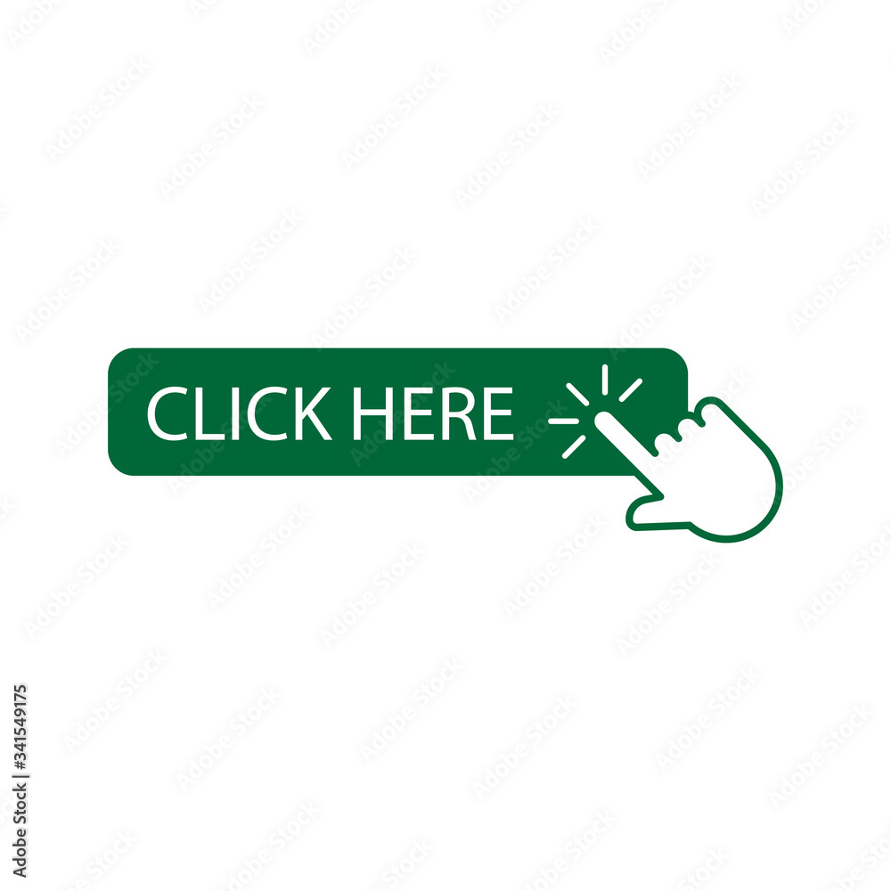 Click button with hand pointer clicking isolated on white background Click button with hand pointer clicking isolated on white background