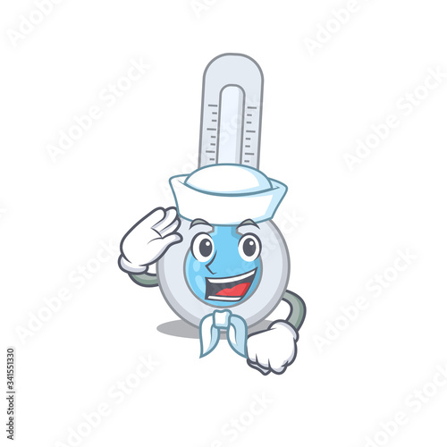 Φωτογραφία Sailor cartoon character of cold thermometer with white hat