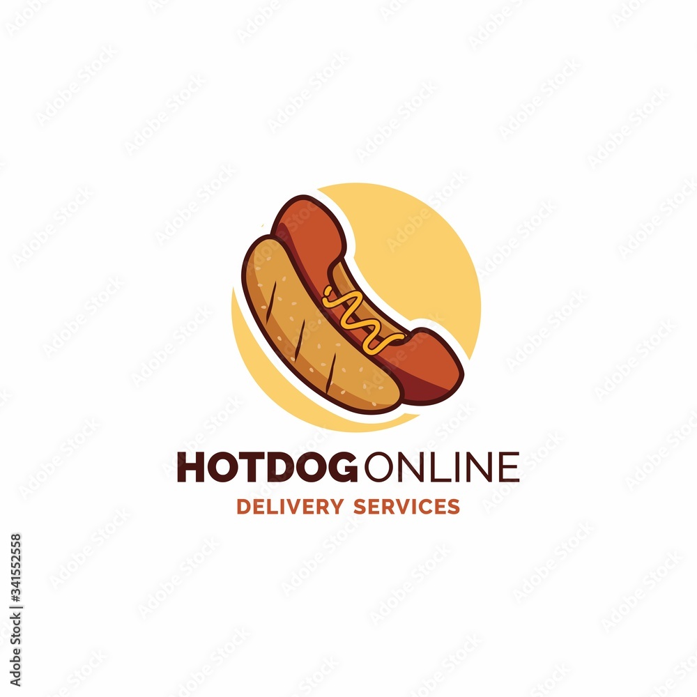 Obraz premium Hot dog and call icon for food delivery service hot dogs restaurant logo design vector inspiration