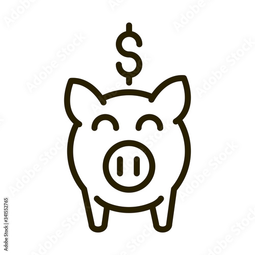 piggy bank money financial business stock market line style icon
