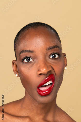 Black woman with a funny facial expression