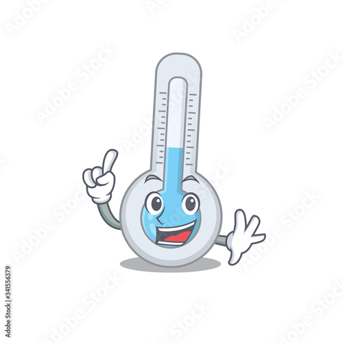 Cold thermometer mascot character design with one finger gesture