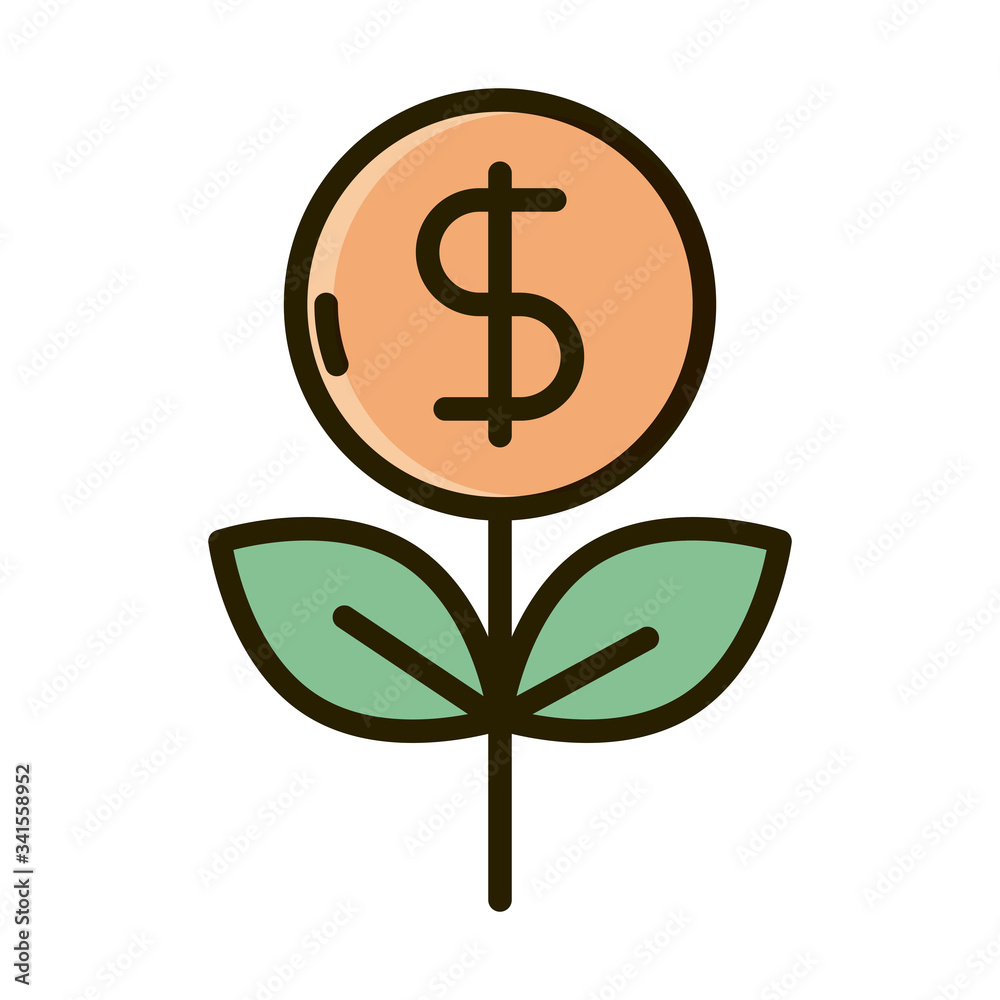 plant coin money business financial investing line and fill icon plant coin money business financial investing line and fill icon