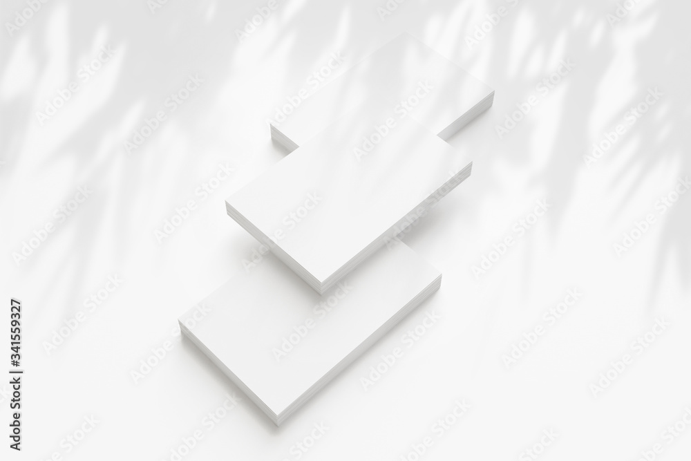 3 buziness card stacks mock-up with floral shadow 3 buziness card stacks mock-up with floral shadow