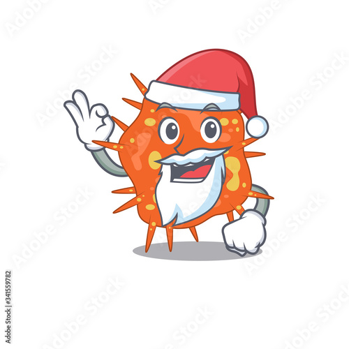 Burkholderia mallei Santa cartoon character with cute ok finger