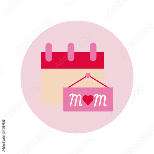 mother day label with calendar block and flat style icon © Gstudio